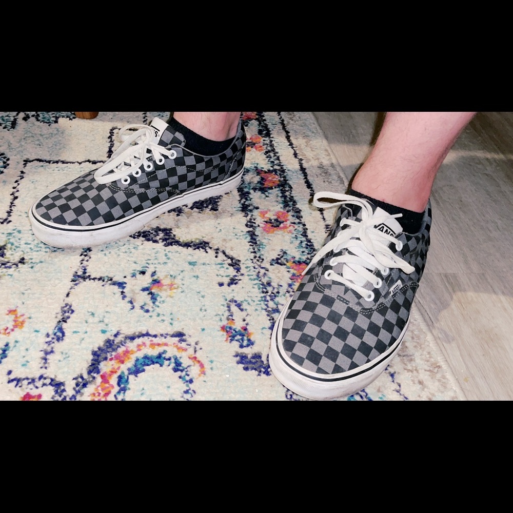 Black and Grey Checkered Vans